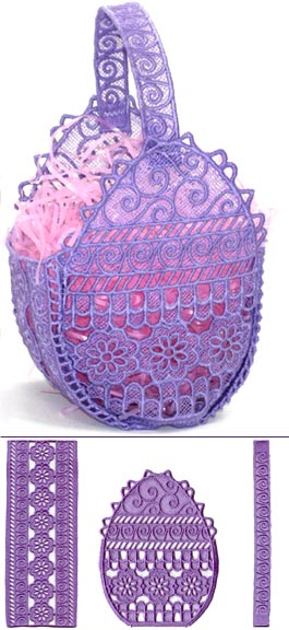 Floral and Swirl Basket (3 Pieces) (Lace)