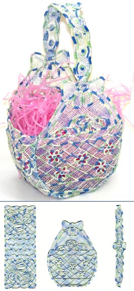 Floral and Egg Basket (3 Pieces) (Lace)