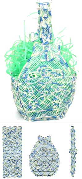 Floral and Egg Basket (3 Pieces) (Lace)