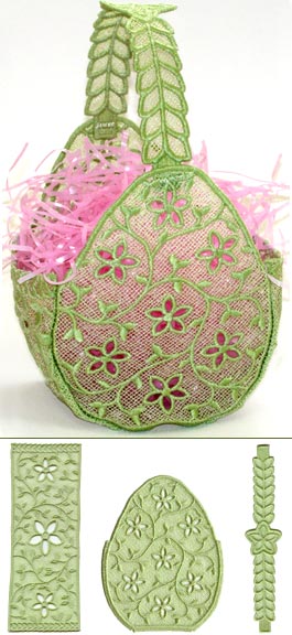 Floral and Vine Basket (3 Pieces) (Lace)