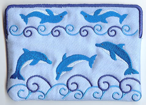 Dolphin and Waves Sunglasses Case (In-the-Hoop)