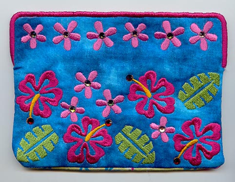 Hibiscus Sunglasses Case (Crystals) (In-the-Hoop)