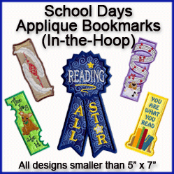 A School Days Applique Bookmarks (In-the-Hoop) Design Pack