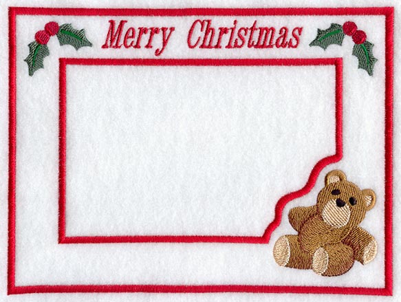 Merry Christmas Teddy Bear Photo Frame (In-the-Hoop)