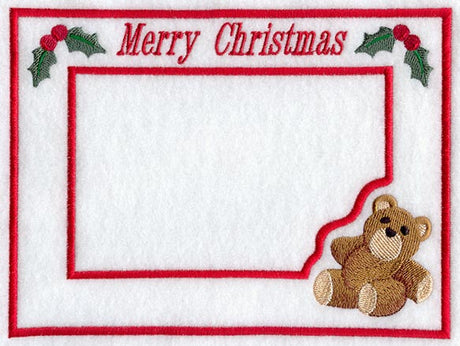 Merry Christmas Teddy Bear Photo Frame (In-the-Hoop)