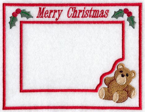 Merry Christmas Teddy Bear Photo Frame (In-the-Hoop)