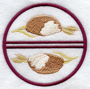 Wheat and Bread Coaster (Stemware) (In-the-Hoop)