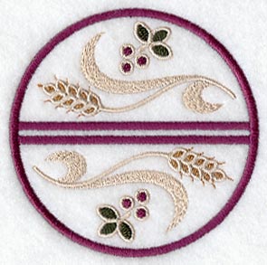 Cranberries and Wheat Coaster (Stemware) (In-the-Hoop)