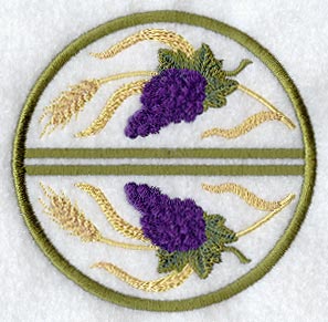 Grapes and Wheat Coaster (Stemware) (In-the-Hoop)