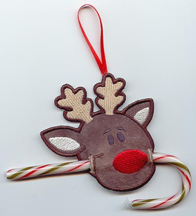 Rudolph Reindeer Candy Cane Holder (In-the-Hoop)