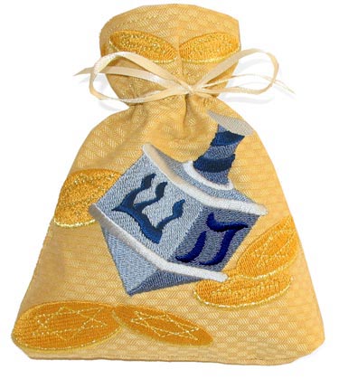 Dreidel and Gelt Drawstring Bag (In-the-Hoop)