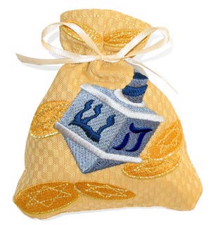 Dreidel and Gelt Drawstring Bag (In-the-Hoop)