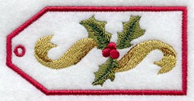 Classic Christmas Holly Gift Tag (In-the-Hoop)
