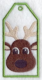 Reindeer in Stocking Cap Gift Tag (In-the-Hoop)