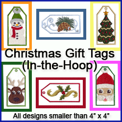 A Christmas Gift Tags (In-the-Hoop) Design Pack