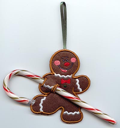 Gingerbread Man Candy Cane Holder (In-the-Hoop)