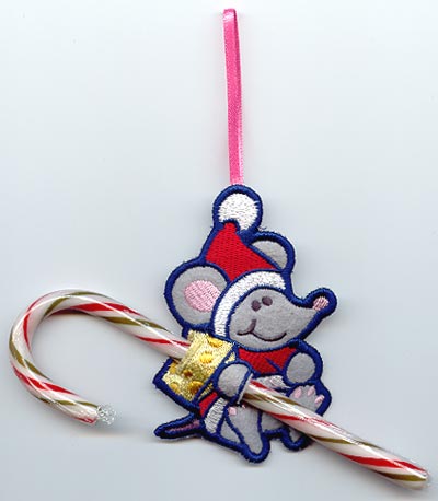 Mouse Candy Cane Holder (In-the-Hoop)