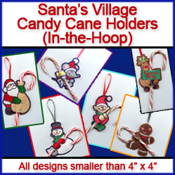 A Santa's Village Candy Cane Holders (In-the-Hoop) Design Pack