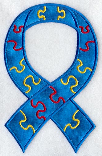 Puzzle Piece Ribbon Photo Ornament (Applique) (In-the-Hoop)