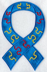 Puzzle Piece Ribbon Photo Ornament (Applique) (In-the-Hoop)