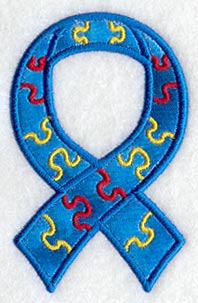 Puzzle Piece Ribbon Photo Ornament (Applique) (In-the-Hoop)