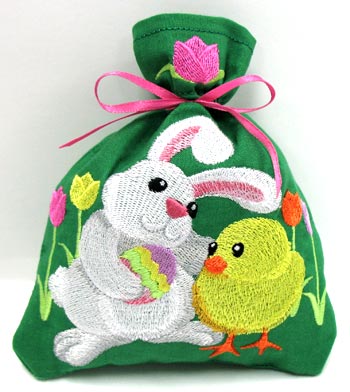 Easter Bunny and Chick Buddy Drawstring Bag (In-the-Hoop)