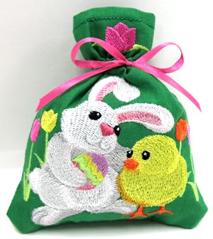 Easter Bunny and Chick Buddy Drawstring Bag (In-the-Hoop)
