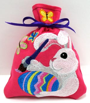 Busy Bunny and Butterflies Easter Drawstring Bag (In-the-Hoop)