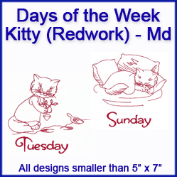 A Days of the Week Kitty (Redwork) Design Pack