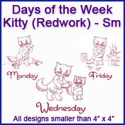 A Days of the Week Kitty (Redwork) Design Pack