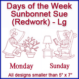 A Days of the Week Sunbonnet Sue (Redwork) Design Pack