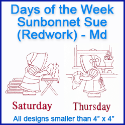 A Days of the Week Sunbonnet Sue (Redwork) Design Pack