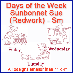 A Days of the Week Sunbonnet Sue (Redwork) Design Pack