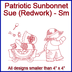 A Patriotic Sunbonnet Sue Redwork Design Pack