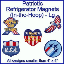 A Patriotic Refrigerator Magnets (In-the-Hoop) Design Pack