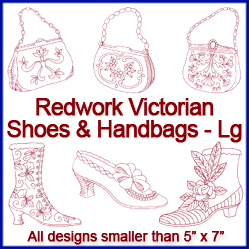 A Redwork Victorian Shoes and Handbags Design Pack
