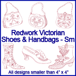A Redwork Victorian Shoes and Handbags Design Pack