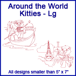 A Around the World Redwork Kitties Design Pack