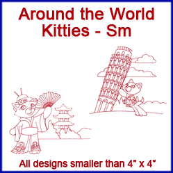 A Around the World Redwork Kitties Design Pack