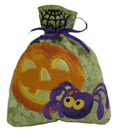 Jack-o-Lantern and Spider Drawstring Bag (In-the-Hoop)