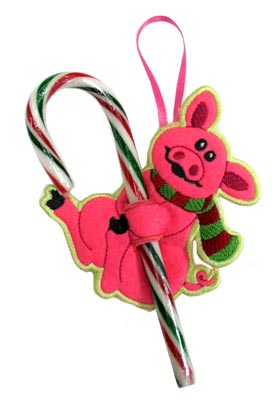 Hungry Pig Candy Cane Holder (In-the-Hoop)