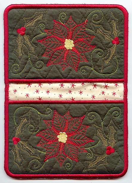 Christmas Poinsettia and Holly Pot Holder (In-the-Hoop)