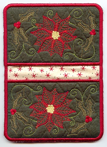 Christmas Poinsettia and Holly Pot Holder (In-the-Hoop)