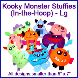 A Kooky Monsters Stuffies (In-the-Hoop) Design Pack
