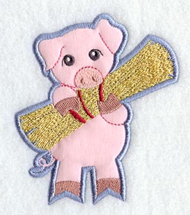 Little Pig with Straw - Magnet (In-the-Hoop)