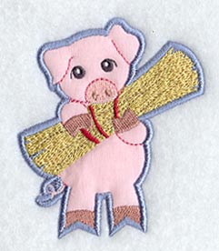Little Pig with Straw - Magnet (In-the-Hoop)