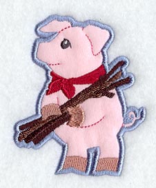 Little Pig with Sticks - Magnet (In-the-Hoop)