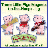 A Three Little Pigs Magnets (In-the-Hoop) Design Pack
