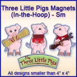 A Three Little Pigs Magnets (In-the-Hoop) Design Pack