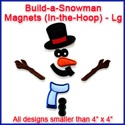 A Build-a-Snowman Magnets (In-the-Hoop) Design Pack